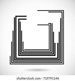 Rectangle Logo with lines.Square unusual icon Design .frame with Vector stripes .