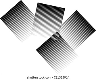 Rectangle Logo with lines.Square unusual icon Design .Black Vector stripes .Geometric shape.