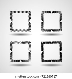 Rectangle Logo with lines.Square unusual icon Design .frame with Vector stripes .