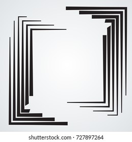Rectangle Logo with lines.Square unusual icon Design .frame with Vector stripes .