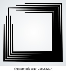 Rectangle Logo with lines.Square unusual icon Design .Black Vector stripes .Geometric shape. Photo border frame