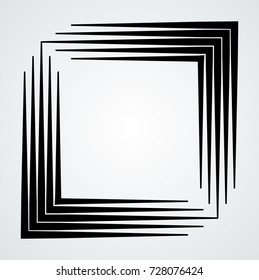 Rectangle Logo with lines.Square unusual icon Design .Black Vector stripes .Geometric shape. Photo border frame