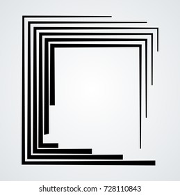 Rectangle Logo with lines.Square unusual icon Design .Black Vector stripes .Geometric shape. Photo border frame