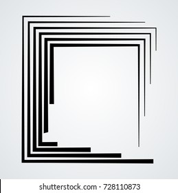 Rectangle Logo with lines.Square unusual icon Design .Black Vector stripes .Geometric shape. Photo border frame