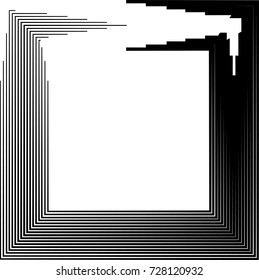 Rectangle Logo with lines.Square unusual icon Design .Black Vector stripes .Geometric shape. Photo border frame