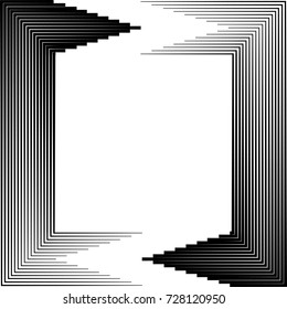 Rectangle Logo with lines.Square unusual icon Design .Black Vector stripes .Geometric shape. Photo border frame
