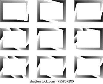 Rectangle Logo with lines.Square unusual icon Design .frame with Vector stripes .