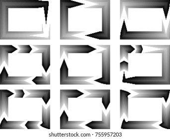 Rectangle Logo with lines.Square unusual icon Design .frame with Vector stripes .