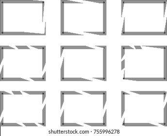 Rectangle Logo with lines.Square unusual icon Design .frame with Vector stripes .