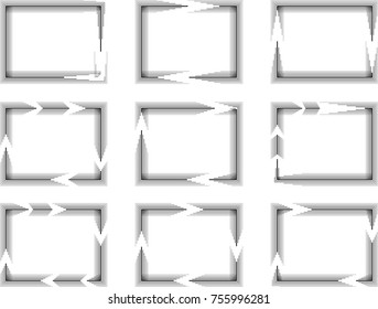 Rectangle Logo with lines.Square unusual icon Design .frame with Vector stripes .