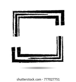 Rectangle Logo with lines.Square unusual icon Design .frame with Vector stripes .