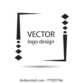 Rectangle Logo with lines.Square unusual icon Design .frame with Vector stripes .