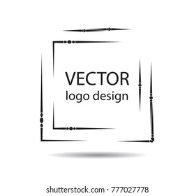 Rectangle Logo with lines.Square unusual icon Design .frame with Vector stripes .