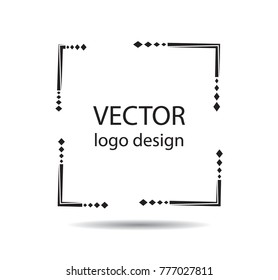 Rectangle Logo with lines.Square unusual icon Design .frame with Vector stripes .