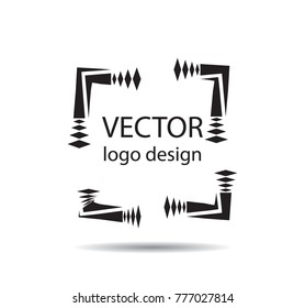 Rectangle Logo with lines.Square unusual icon Design .frame with Vector stripes .