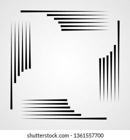 Rectangle Logo with speed lines. Square unusual icon Design .frame with Vector stripes .