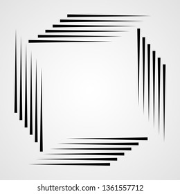 Rectangle Logo with speed lines. Square unusual icon Design .frame with Vector stripes .