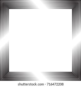 Rectangle Logo with speed lines.Square unusual icon Design .frame with Vector stripes . circular arrows