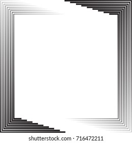 Rectangle Logo with speed lines.Square unusual icon Design .frame with Vector stripes . circular arrows