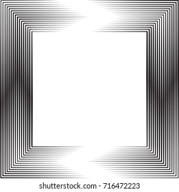 Rectangle Logo with speed lines.Square unusual icon Design .frame with Vector stripes . circular arrows