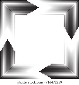 Rectangle Logo with speed lines.Square unusual icon Design .frame with Vector stripes . circular arrows