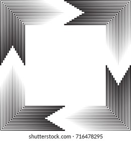 Rectangle Logo with speed lines.Square unusual icon Design .frame with Vector stripes . circular arrows