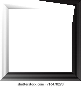 Rectangle Logo with speed lines.Square unusual icon Design .frame with Vector stripes . circular arrows