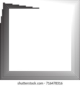 Rectangle Logo with speed lines.Square unusual icon Design .frame with Vector stripes . circular arrows
