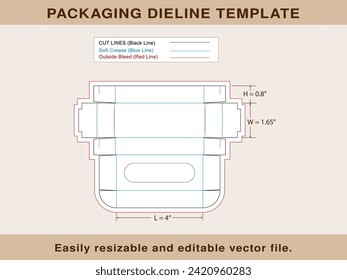 Rectangle mailer Box With Display Dieline Template, Vector File