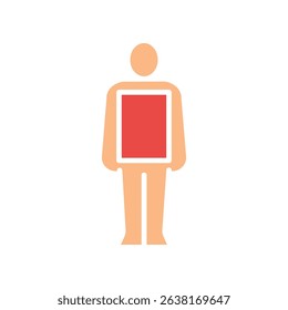 rectangle male body type color flat icon for digital and print projects. Minimal clean icons for apps and websites. Modern simple icons for UI UX and branding