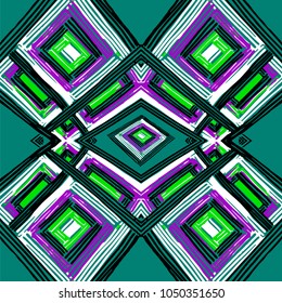 Rectangle mandala hand drawn vector pattern. Geometric romb print in vector pattern. Hand drawn fashion stylish pattern.