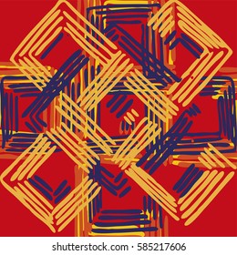 Rectangle mandala hand drawn vector pattern. Geometric romb print in vector pattern. Hand drawn fashion stylish pattern.