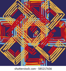 Rectangle mandala hand drawn vector pattern. Geometric romb print in vector pattern. Hand drawn fashion stylish pattern.