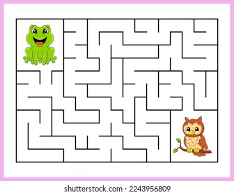 laberinto Rectángulo. Juego para niños. El laberinto gracioso. Educación desarrollando hoja de trabajo. Actividad. Rompecabezas para los niños. estilo de dibujos animados. Riddle por el preescolar. Dificultad lógica. Ilustración vectorial.
