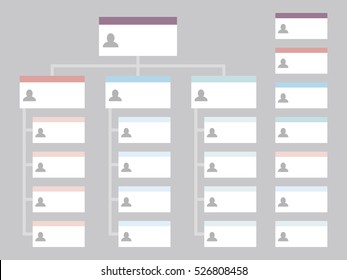 Rectangle Organization Chart Infographics, People Icon, Business Structure, Vector Illustration.