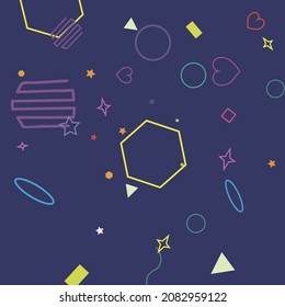 Rectangle Oval Simple Ring Colorful Zigzag Square Simple Hipster Art. Polygonal Wave Multicolor Circle Yellow Pink Geometry Illustration. Bright Green Orange Blue Pastel Hearts Red Illustration.