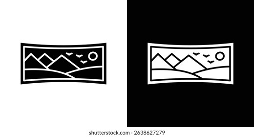Rectangle panoramic icon Vector in flat style. Collection silhouettes