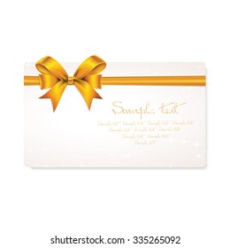 Rectangle-Papierkarte mit goldenem Band und gebundener Schleife.