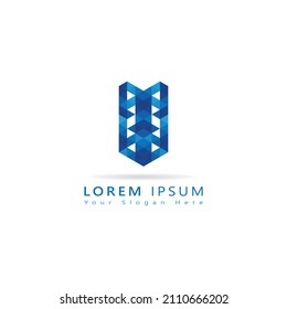 Rectangle pattern elegant action arrow logo, Logo Icon Mosaic, Tripe Pattern Design template Element, Creative and modern minimalist, identity design in blue, logo design for use any kinds of business