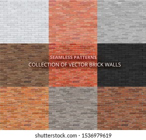 Rectangle pattern set. Vector seamless brick wall backgrounds