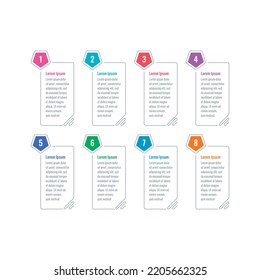 rectangle and pentagons infographic template. annual report, internet, web, business, magazine information template. eight options infographic template