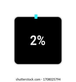 rectangle percentage diagram, meter showing  2%.ready-to-use for web design, user interface UI or infographic - indicator with black and light blue