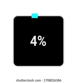 Rechteck-Prozentdiagramm, Zähler mit 4 %.ready-to-use for web design, user interface UI oder Infografik - Anzeige mit schwarz-hellblau