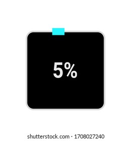 rectangle percentage diagram, meter showing  5%.ready-to-use for web design, user interface UI or infographic - indicator with black and light blue