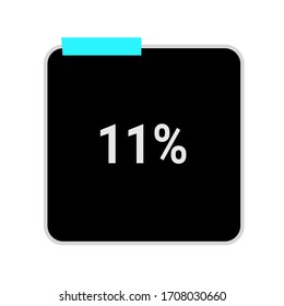 rectangle percentage diagram, meter showing 11%.ready-to-use for web design, user interface UI or infographic - indicator with black and light blue