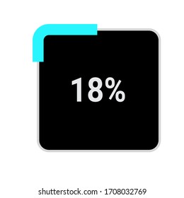 rectangle percentage diagram, meter showing 18 %.ready-to-use for web design, user interface UI or infographic - indicator with black and light blue