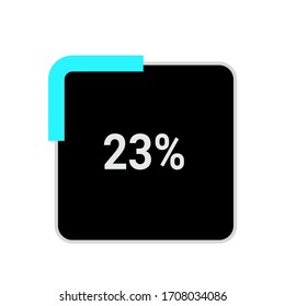 diagrama de porcentaje de rectángulo, medidor que muestra el 23%.listo para usar para el diseño web, interfaz de usuario de interfaz de usuario o infografía - indicador con azul negro y azul claro