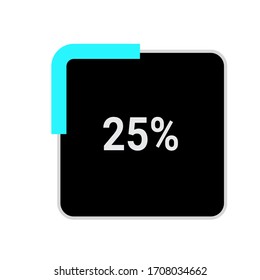 diagrama de porcentaje de rectángulo, medidor que muestra el 25%.listo para usar para el diseño web, interfaz de usuario de interfaz de usuario o infografía - indicador con azul negro y azul claro
