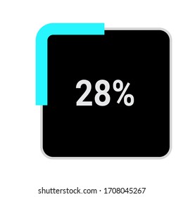 rectangle percentage diagram meter showing  28%.ready-to-use for web design, user interface UI or infographic - indicator with black and light blue
