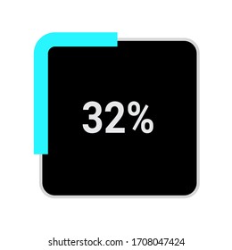 Rechteck-Diagramm-Zähler mit 32 %.ready-to-use für Webdesign, Benutzeroberfläche oder Infografik - Anzeige mit schwarz-hellblau
